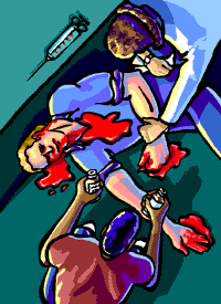 Fran Tends the Bleeding Man